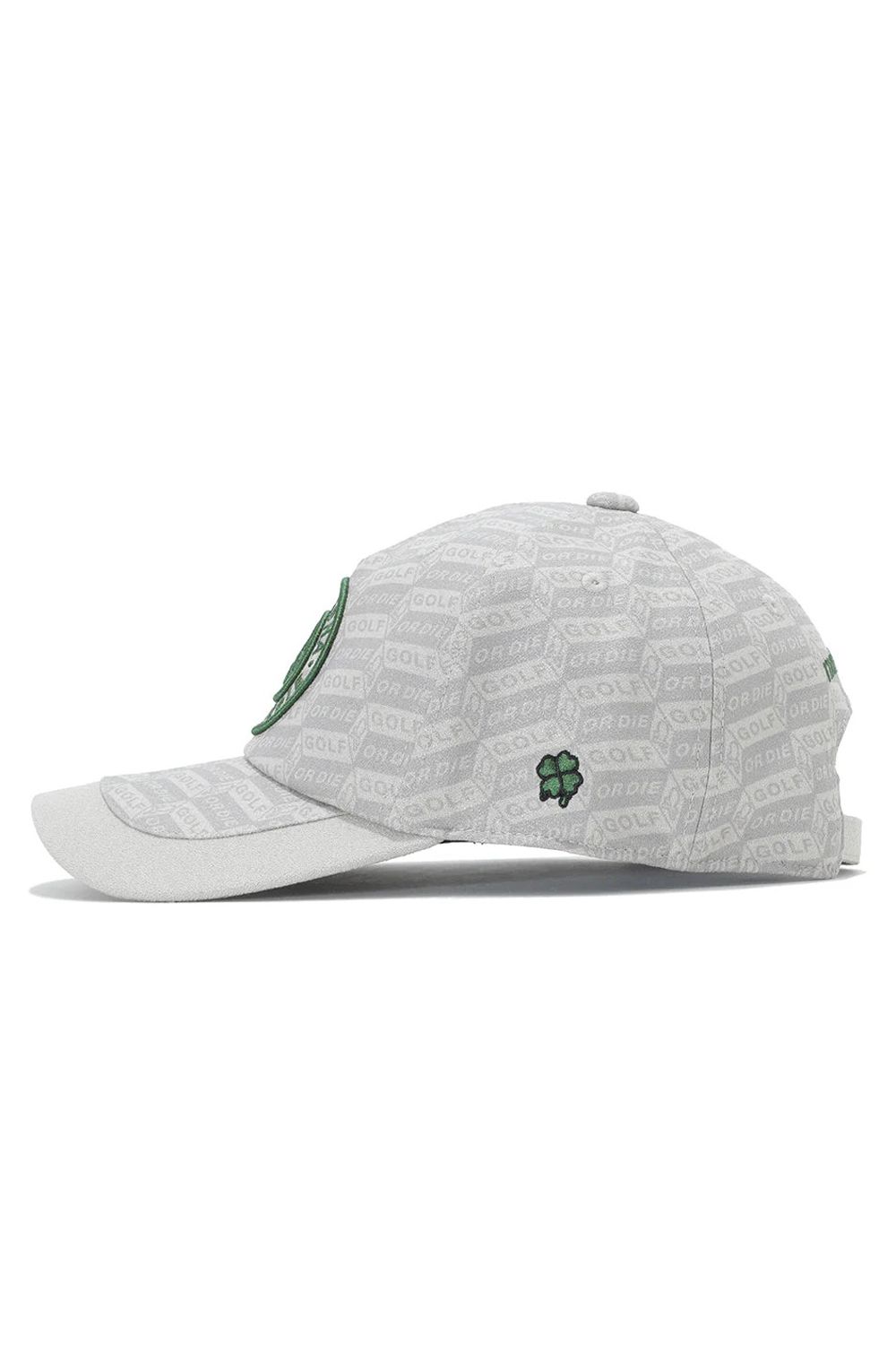 DÉPÊCHE EMBROIDERY CAP / ジオメトリック総柄 サークルスカル刺繍 ベースボールキャップ (グレー)
