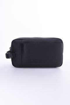 【LE COLLECTION】 DOUBLE ZIP POUCH LE / シュリンクレザー ポーチ (ブラック)