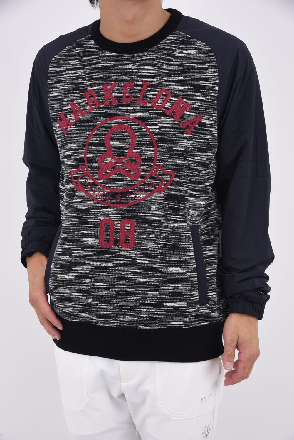 【25AW】 SYNK HYBRID PULLOVER / マルチカラーリング ジャカードロゴ ハイブリッドプルオーバー (ブラック)