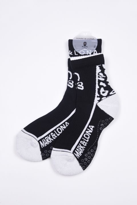 【26SS】【レディース】 PANTERA GRIP CREW SOCKS / レオパードパターン ジャパンメイド レイヤード風クルーソックス (ブラック)