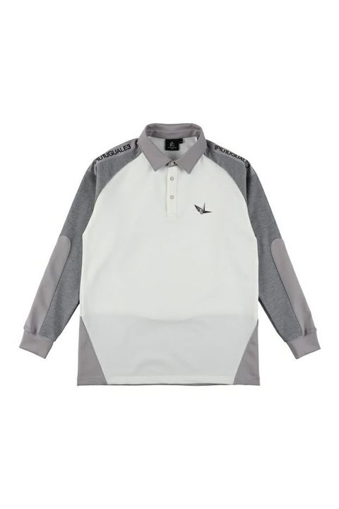 【2025AW】 113 GOLF POLO / 異素材切り替え ロングスリーブ ポロシャツ (ホワイト)