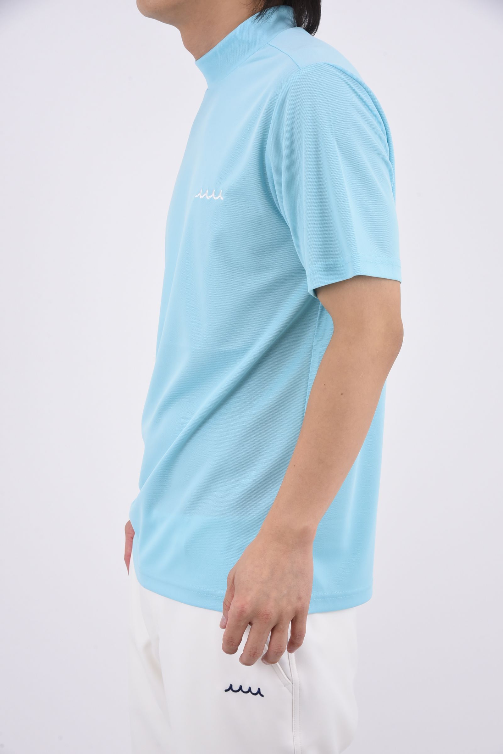 【26SS】 MOCK NECK / バックプリント ベーシック モックネックTシャツ (ブルー)