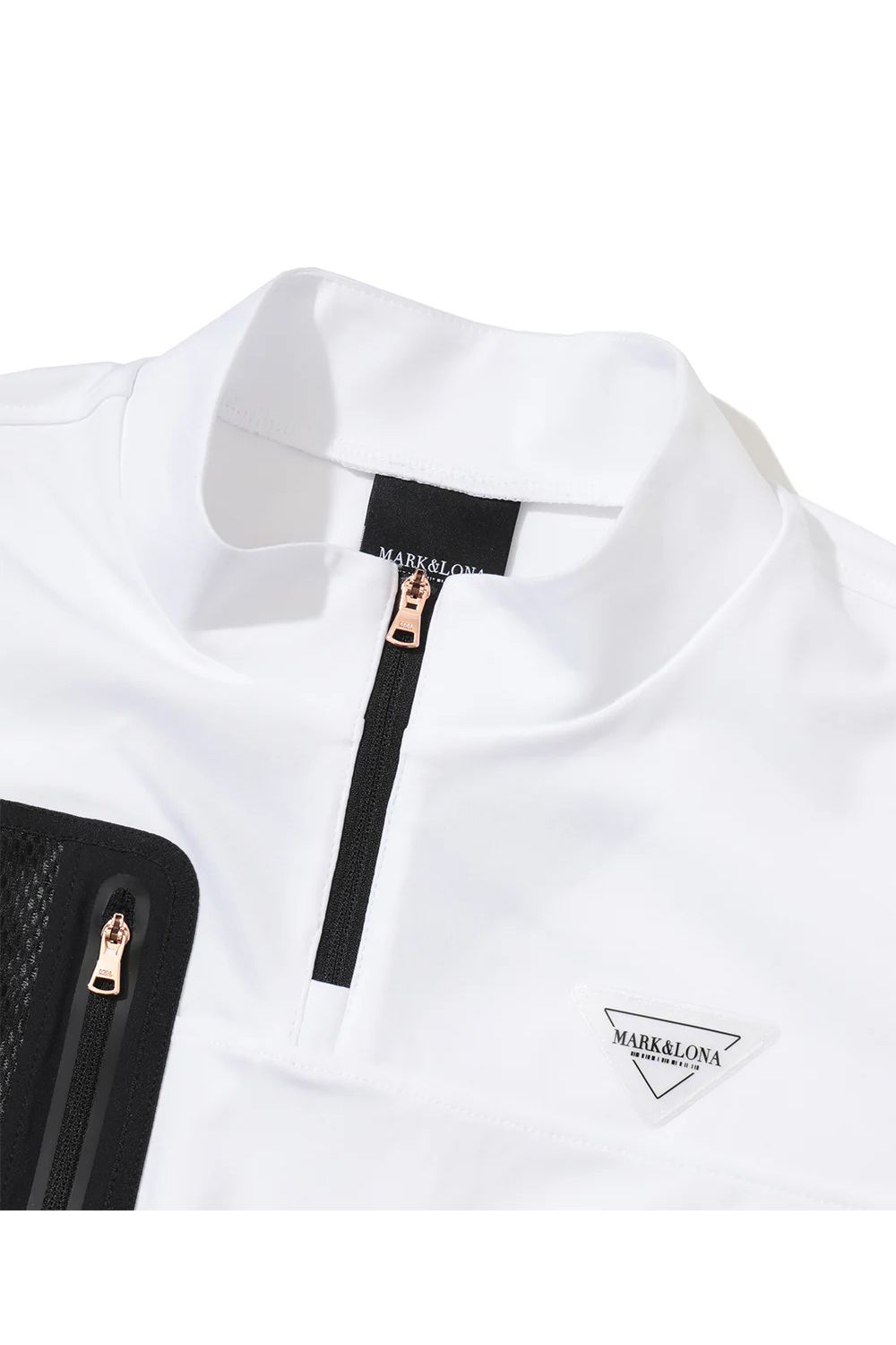 【26SS】【CODE COLLECTION】【レディース】 DCMT / メッシュポケット ハーフジップ モックネックTシャツ (ホワイト)