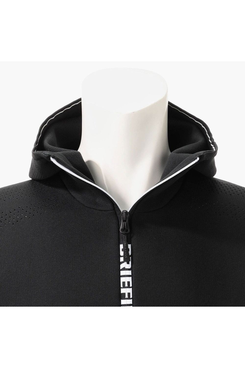 【26AW】 MEN'S DOUBLE JQ KNIT PARKA / バックロゴ ジップアップ ニットパーカー (ブラック)