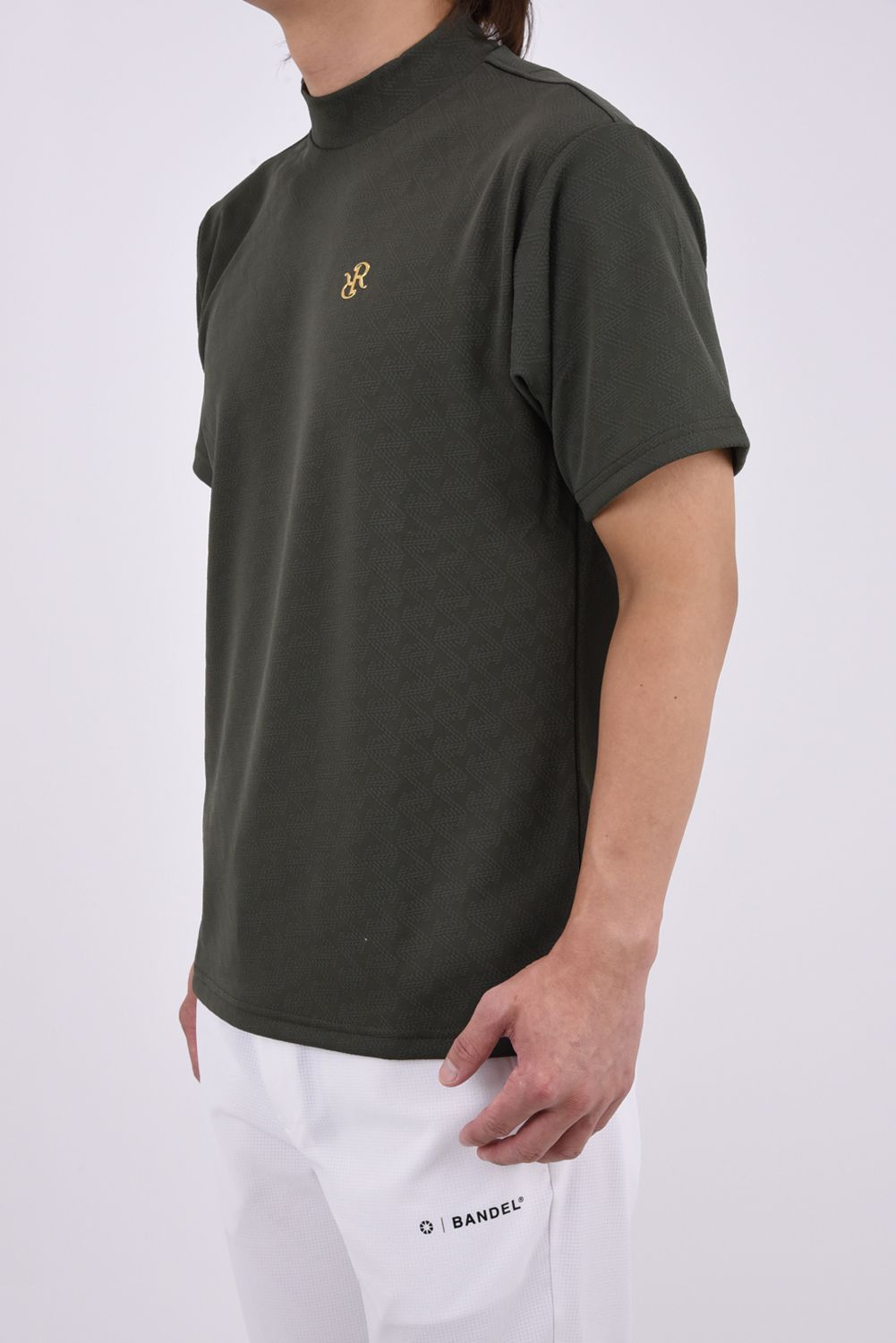 【26AW】 MENS GM JACQUARD MOCK NECK / ジャガード モックネックTシャツ (カーキ）*