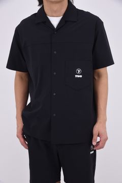 【26SS】 COMBINATION OPEN COLLAR SHIRT / 接触冷感 異素材切り替え オープンカラーシャツ (ブラック)