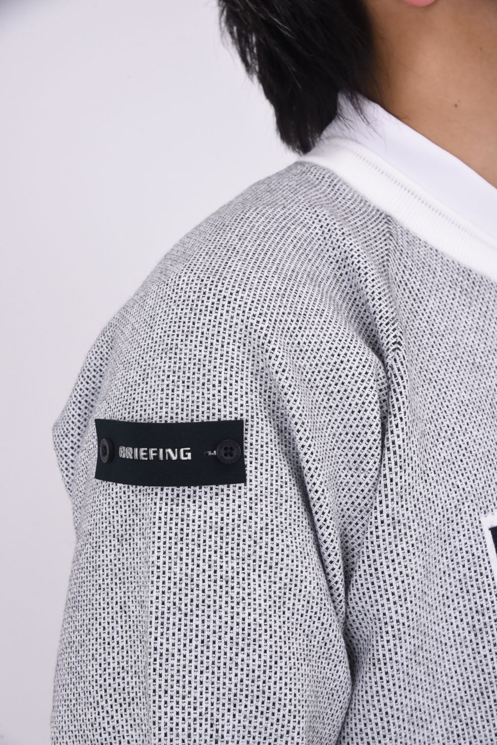 【25AW】 MEN'S MS BIRDS EYE LOGO CREWNECK KNIT / フロントロゴ バーズアイパターン クルーネックニット (ホワイト)