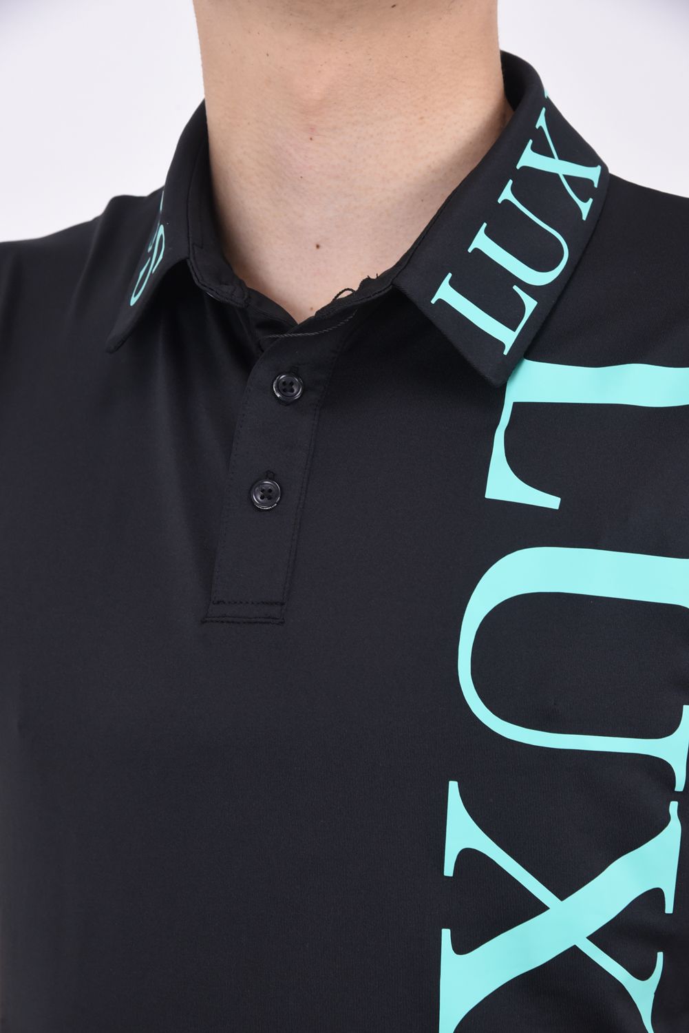 VERTICAL LOGO POLO SHIRTS / バーチカルロゴ 半袖ポロシャツ ブラック / ブルー