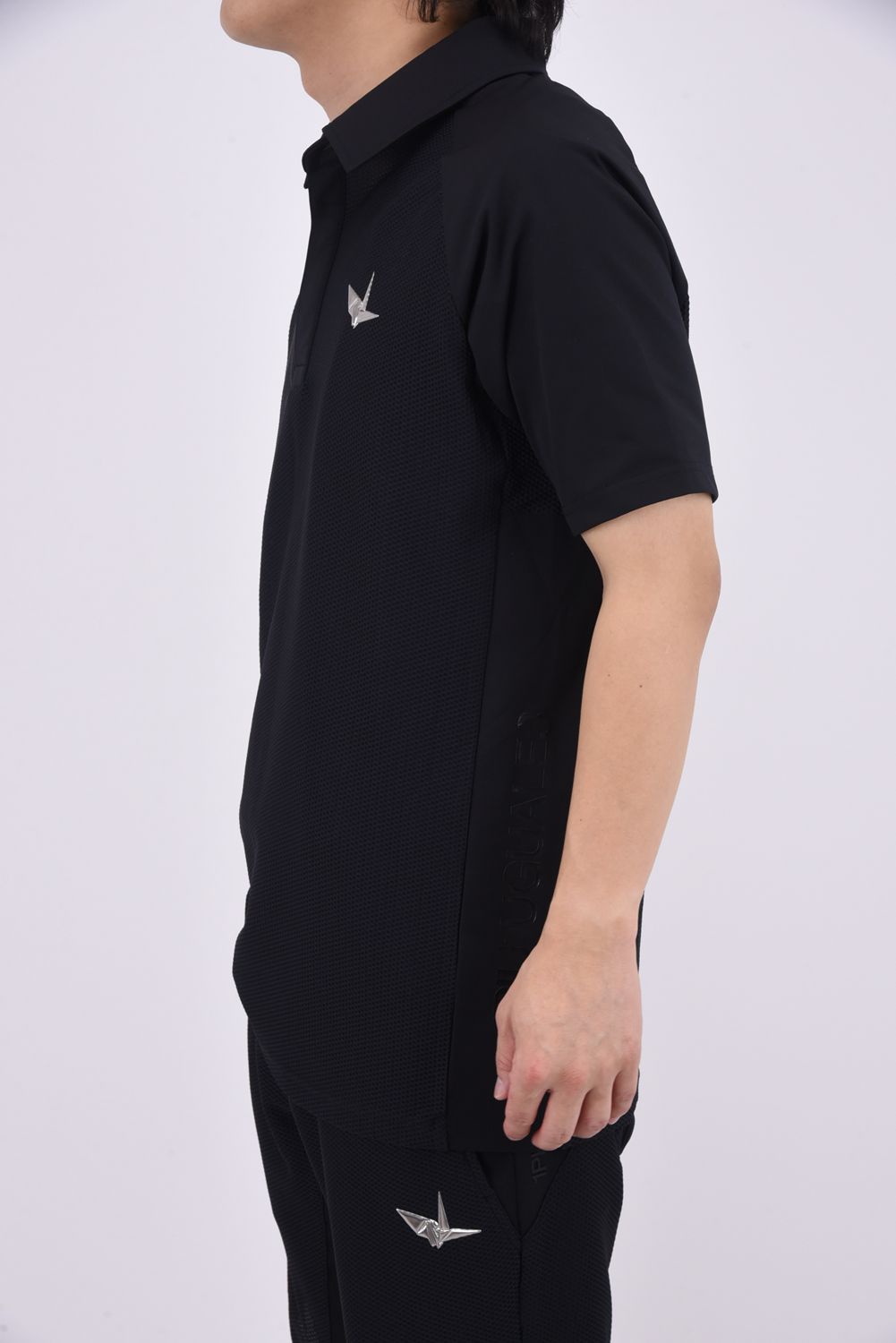 【25SS】 113 GOLF S/S POLO MESH  / ROICA素材 メッシュ ポロシャツ (ブラック)