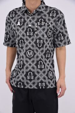 【26SS】 DOMINANT MESH SHIRT / ジオメトリックパターン総柄 ジャパンメイド メッシュポロシャツ (ブラック)