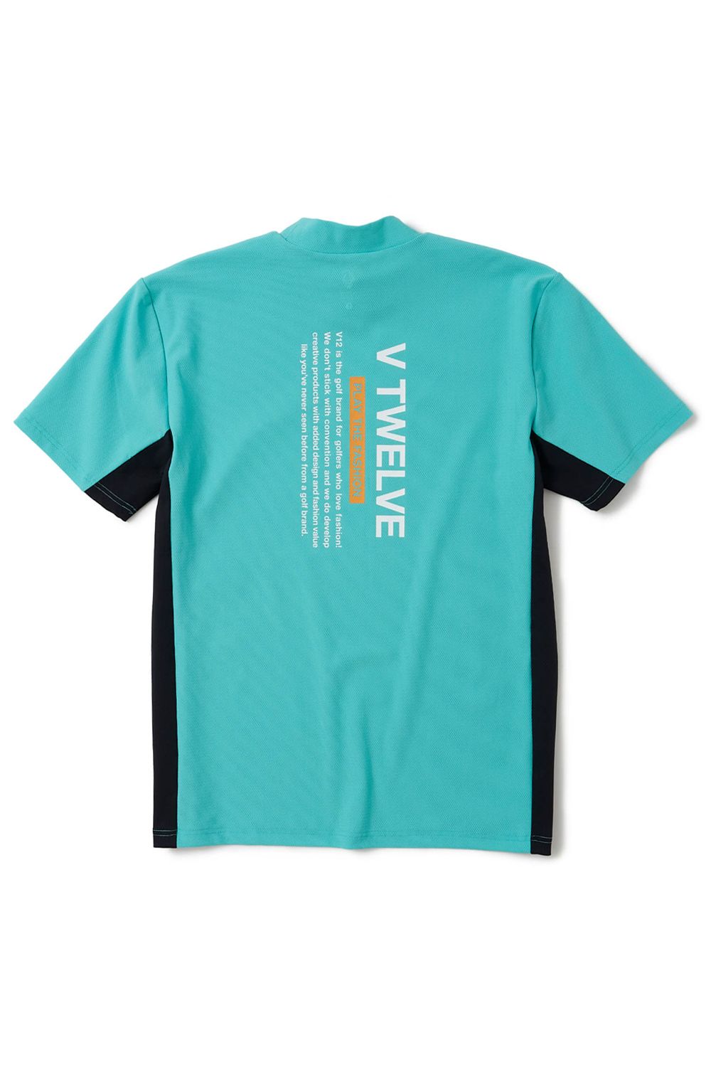 【26SS】 EXP MOCK / メッセージプリント バイカラー モックネックTシャツ (ターコイズ)