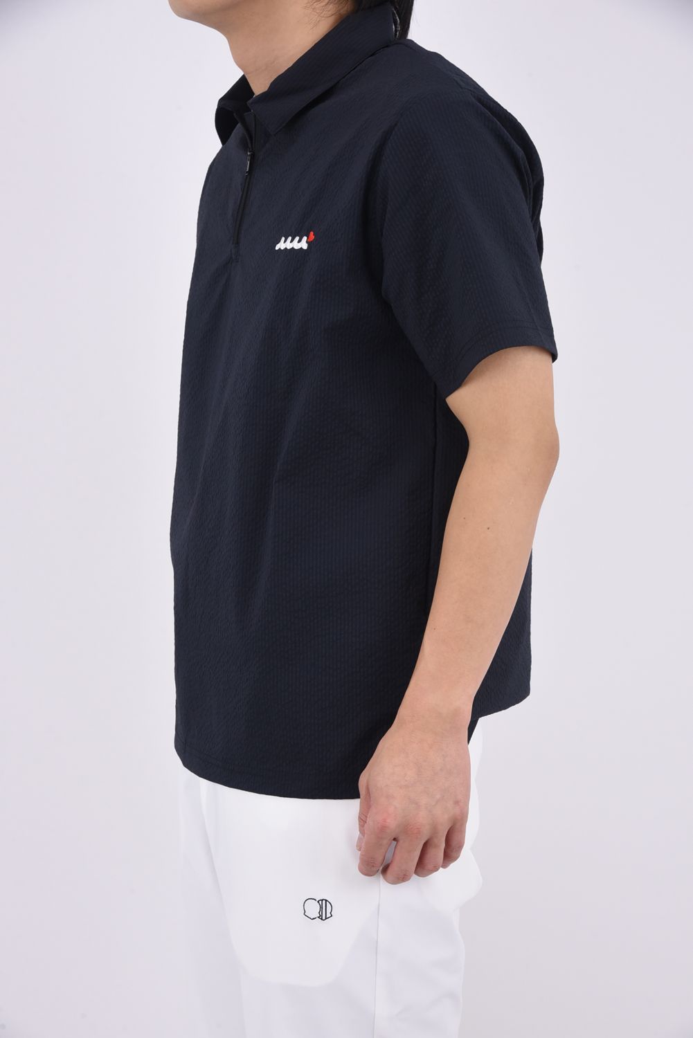 【26SS】 GENTLE SUCKER ZIP POLO / COOLMAXサッカー ハーフジップ ポロシャツ (ブラック)