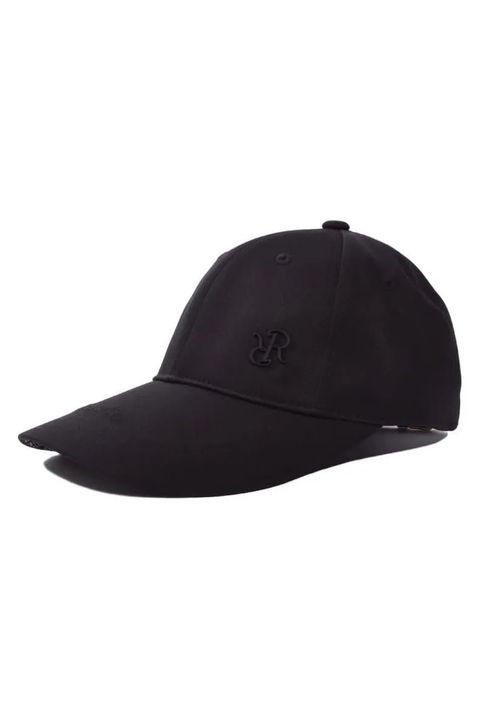 【26SS】 WIDE BRIM CAP / ブランドロゴ刺繍 本革ベルト つば広キャップ (ブラック)