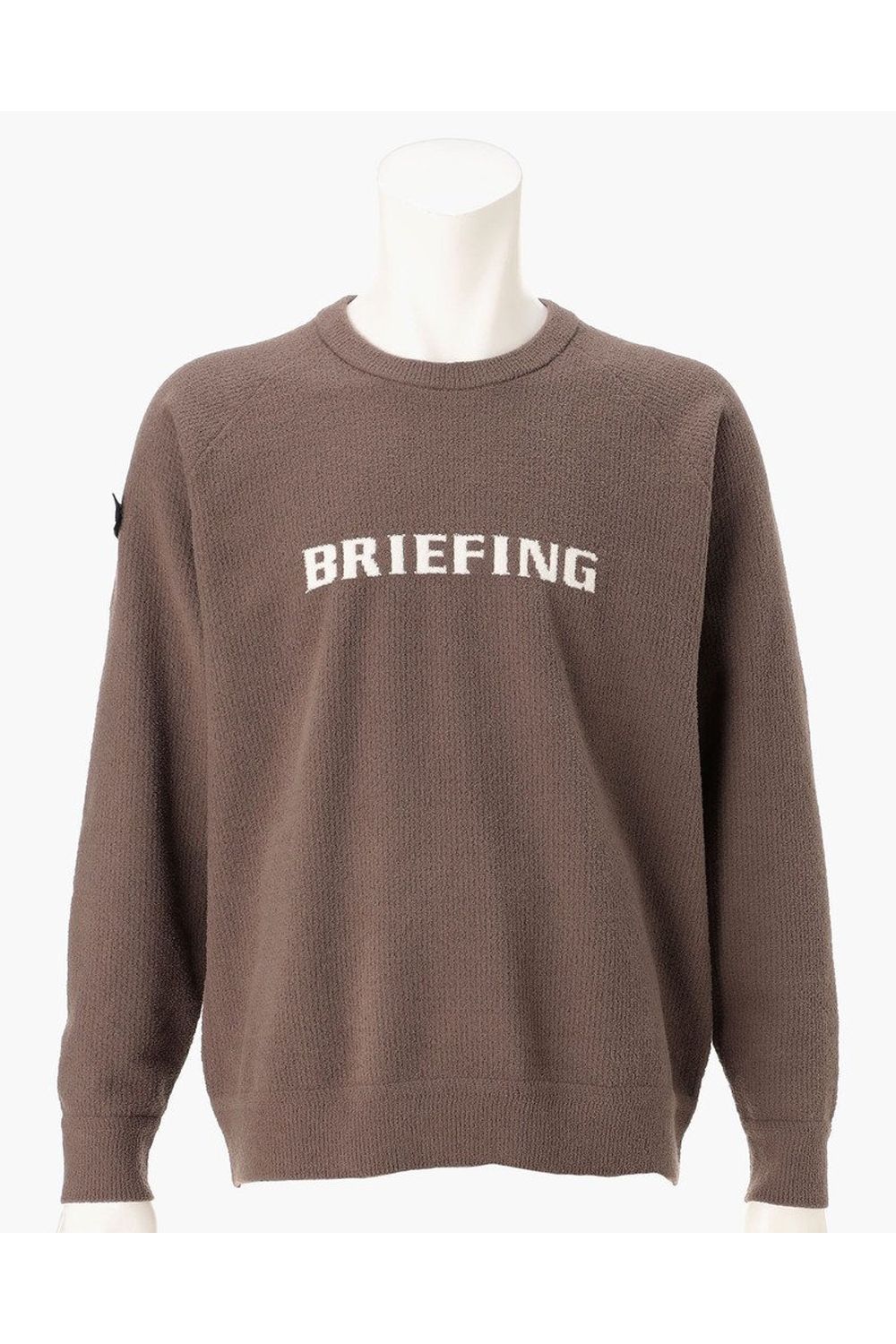 【26AW】 MEN’S AIRY YARN KNIT CREWNECK / エアリーファブリック ブランドロゴ クルーネックニット (モカ)