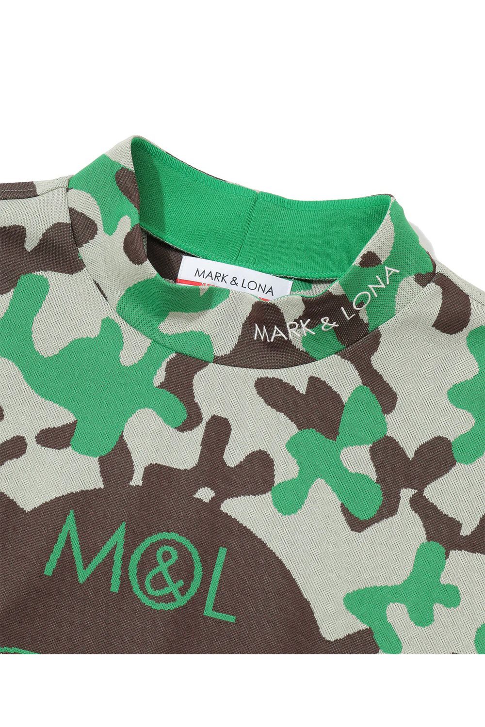 【26SS】 WHAM! SPECTRUM PERFORMANCE MOCK / ジャパンメイド カモフラスカルジャカード スワロフスキー モックネックTシャツ (グリーン)