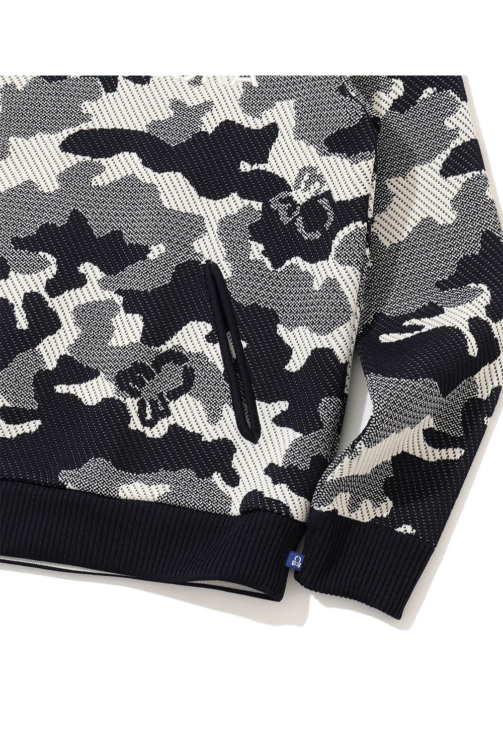 【2026AW KARINAさん着用】【レディース】 MERCURY CAMO JACQUARD KNIT / ジャパンメイド カモフラジャカード ニットパーカー (ネイビー)