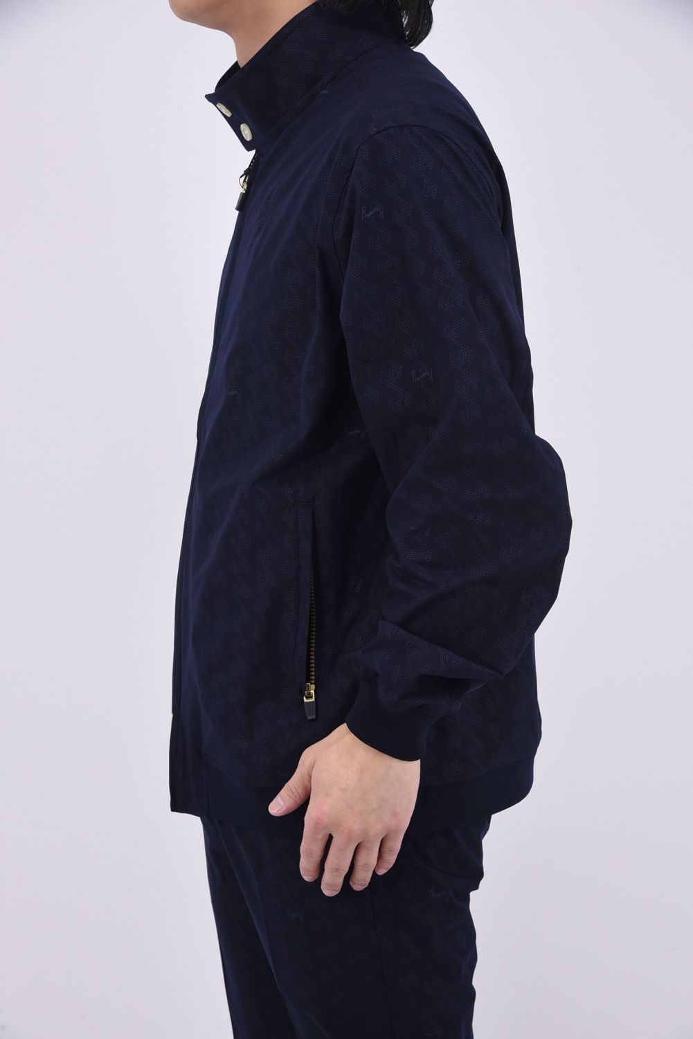 【25SS】GM EMBOSS HARRINGTON JACKET /  オリジナルテキスタイル ハリントンジャケット (ネイビー)*