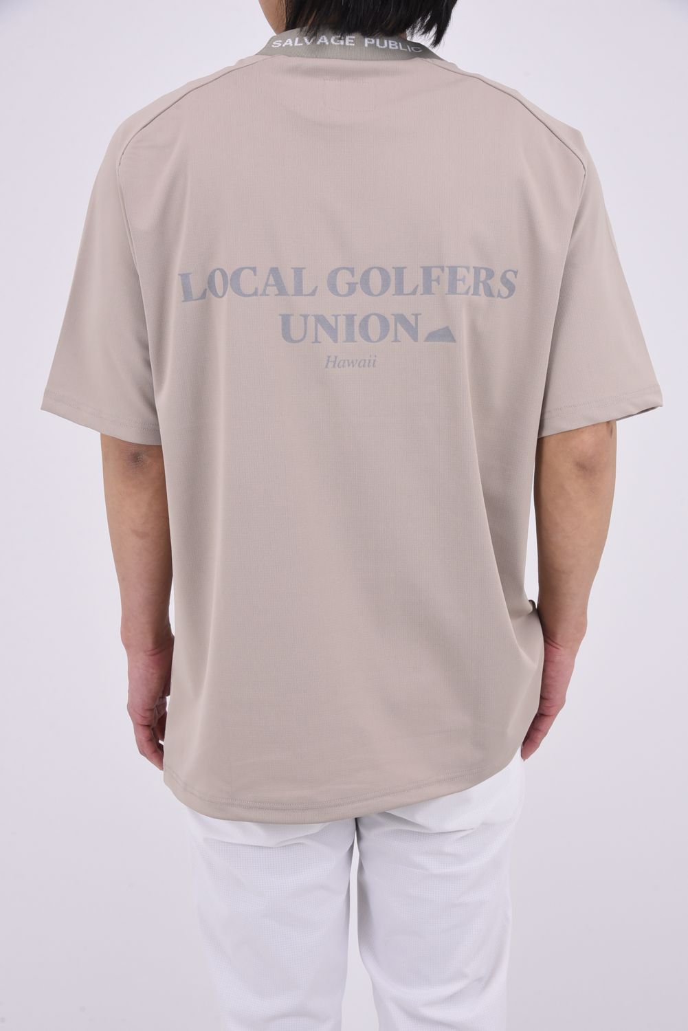 【26SS】 Alohea Mockneck SS（LOCAL GOLFERS UNION） / ショートスリーブ モックネックTシャツ (ベージュ)