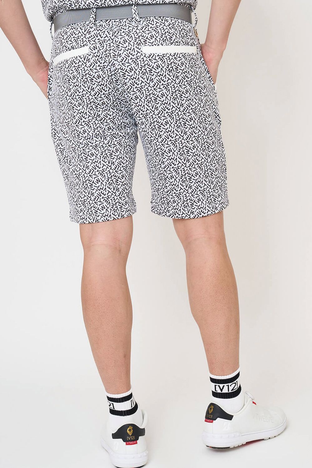 【26SS】 KH SHORTS / ブランドロゴ総柄 ショートパンツ (ホワイト)