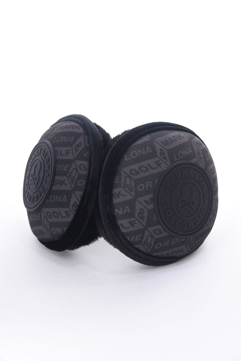 DÉPÊCHE ECO FUR EARMUFFS / エコファー ジオメトリックパターン イヤーマフ (ブラック)