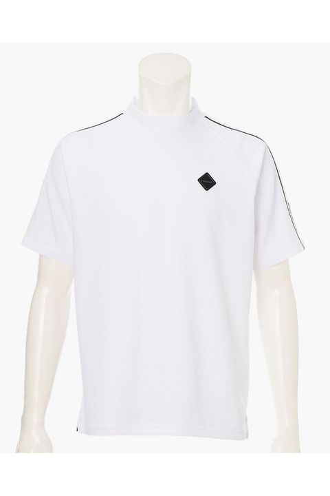 【26SS】 MEN'S LINE HIGHNECK RF / カノコ生地 ラインロゴテープ リラックスフィット モックネックTシャツ (ホワイト)