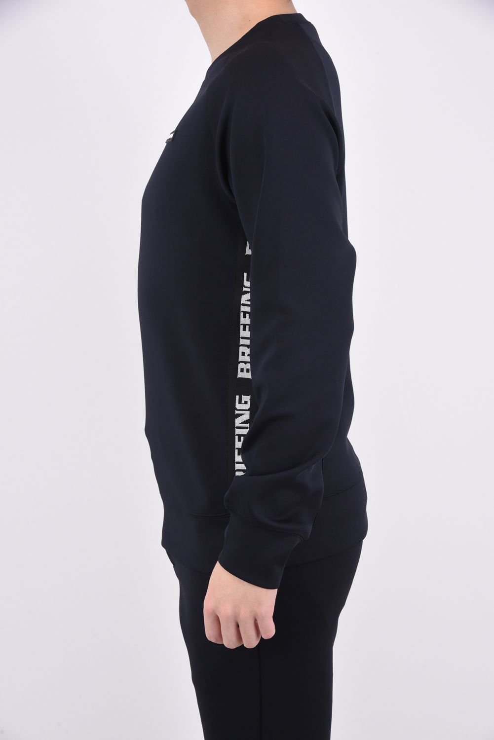 BRIEFING - MENS SIDE LOGO LINE CREW NECK / ロゴ サイドライン