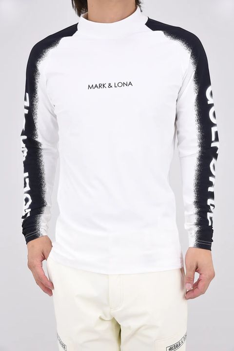 【26AW】 VANGUARD PANEL MOCK NECK / モノトーン サイドロゴ UVカット モックネックTシャツ (ホワイト)