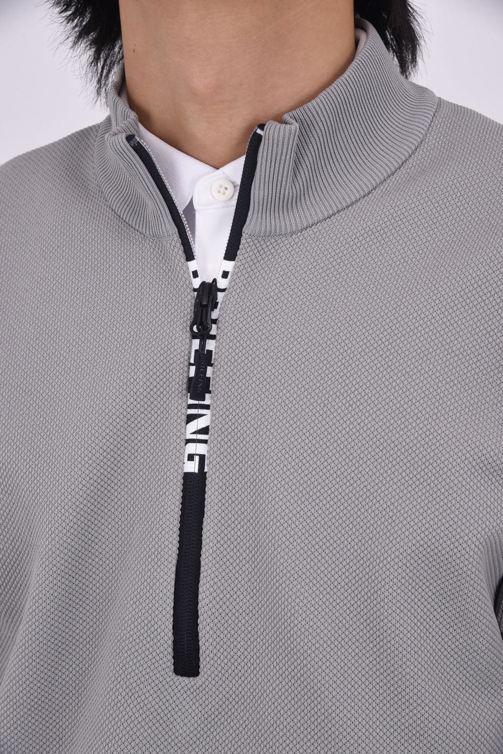 【25AW】 MEN'S WR KNIT HALFZIP TOP / 超撥水糸 鹿の子編み ハーフジップニット (グレー)