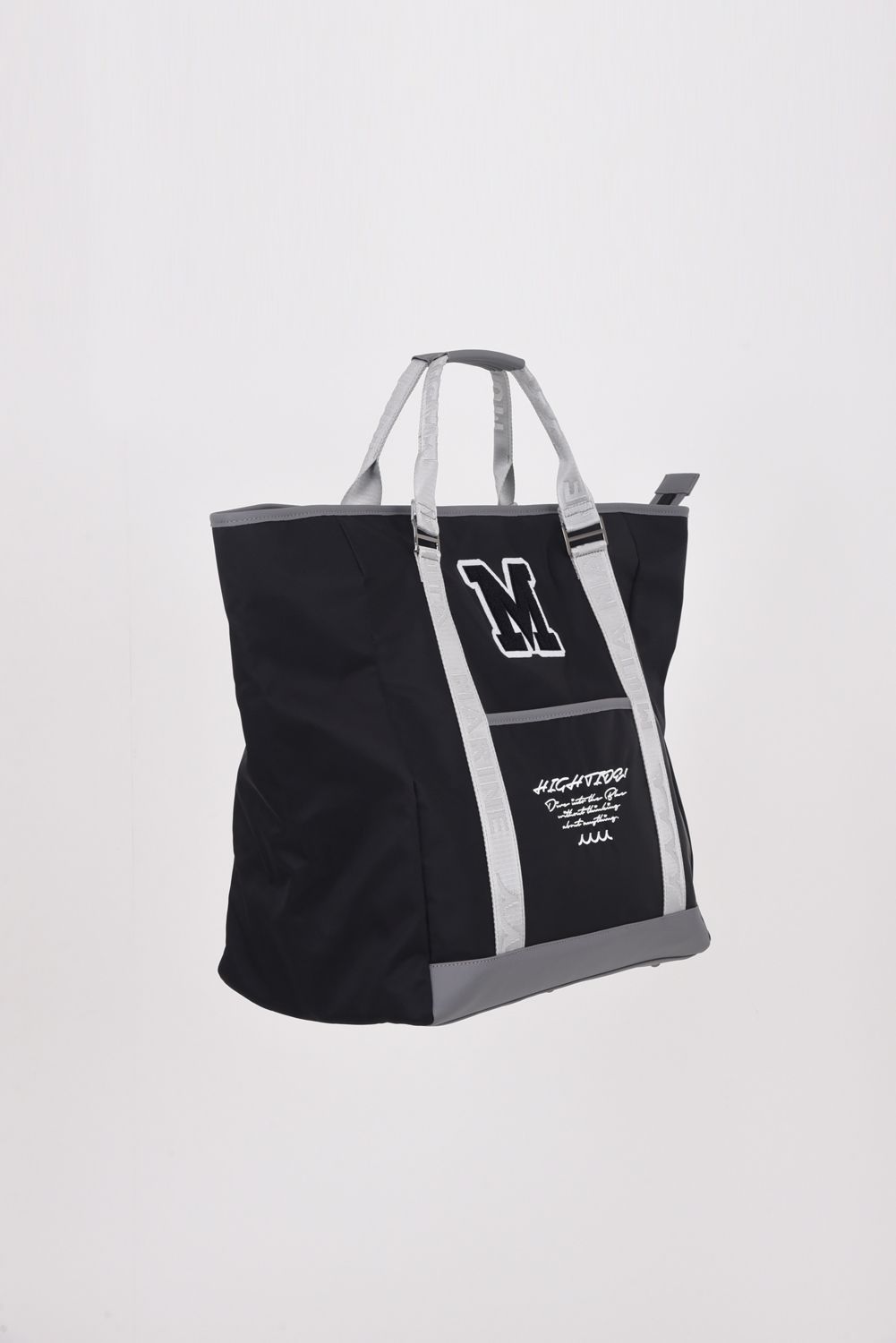 BIG TOTE BAG / ナイロン ビッグロゴ BIGトートバッグ (ショルダーストラップ付き) (ブラック)