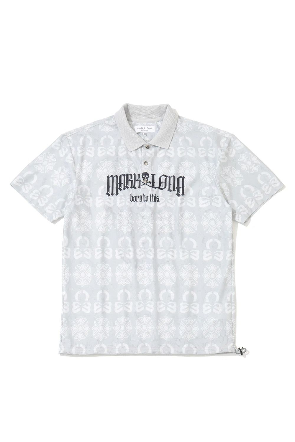【26AW】 FRACTUR JACQUARD CINCH POLO / メッシュジャカード生地 エレメントスカル総柄 ポロシャツ (グレー)