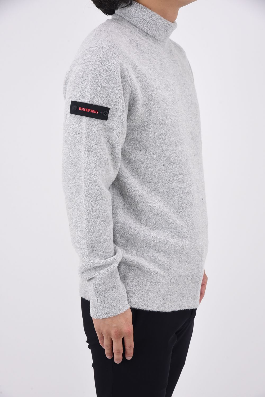 MEN'S BOUCLE TURTLE NECK KNIT / ブークレ糸 タートルネックニット (グレー)