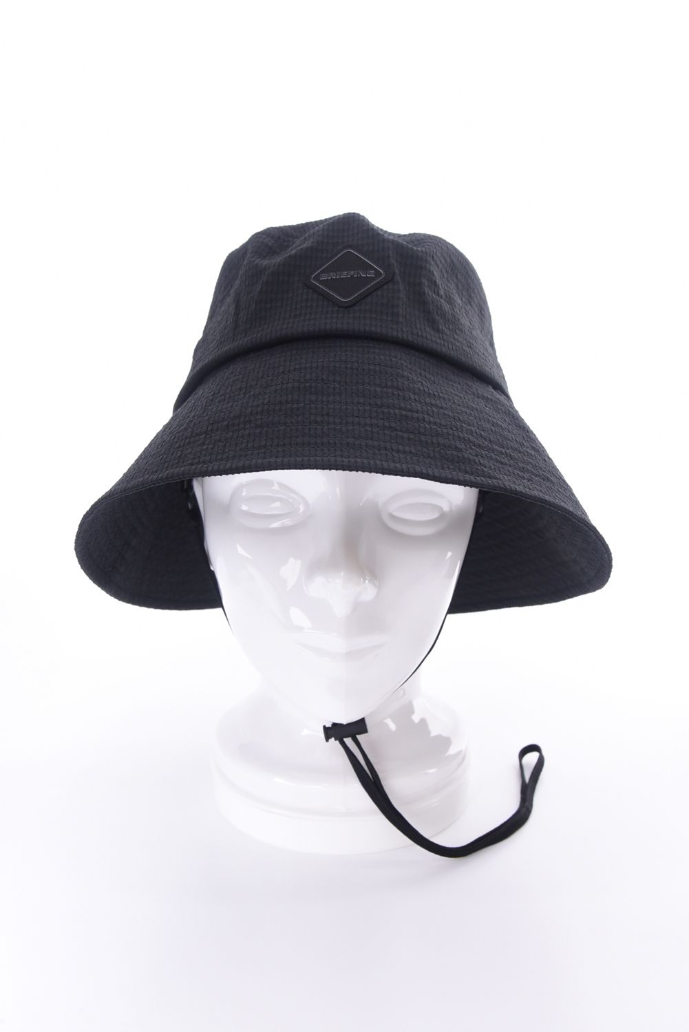 【26SS】【レディース】 WOMEN'S SEERSUCKER CORD STRAP WIDE HAT / シアサッカー コードストラップ付き バケットハット (ブラック)
