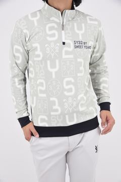 ORIGINAL SYG JACQUARD HALF-ZIP SWEAT / ロゴジャカード総柄 ハーフジップ スウェット (ホワイト)