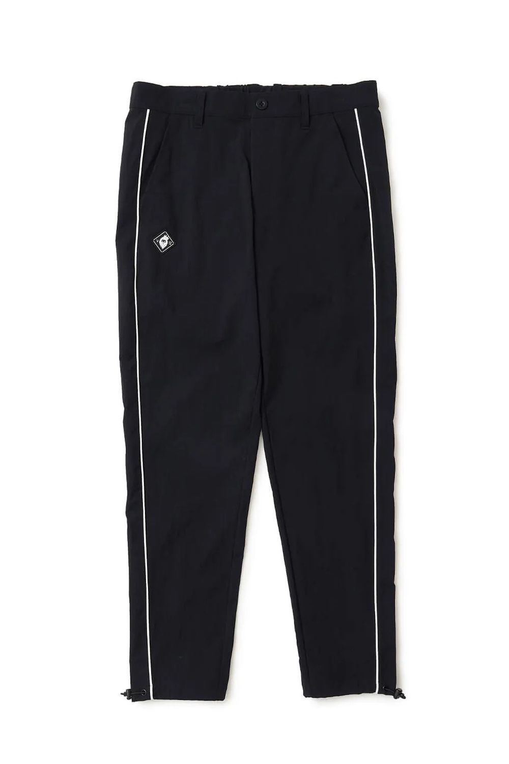 【26AW】【レディース】 OH PIPE PANTS / ホワイトパイピング ナイロンロングパンツ (ブラック)