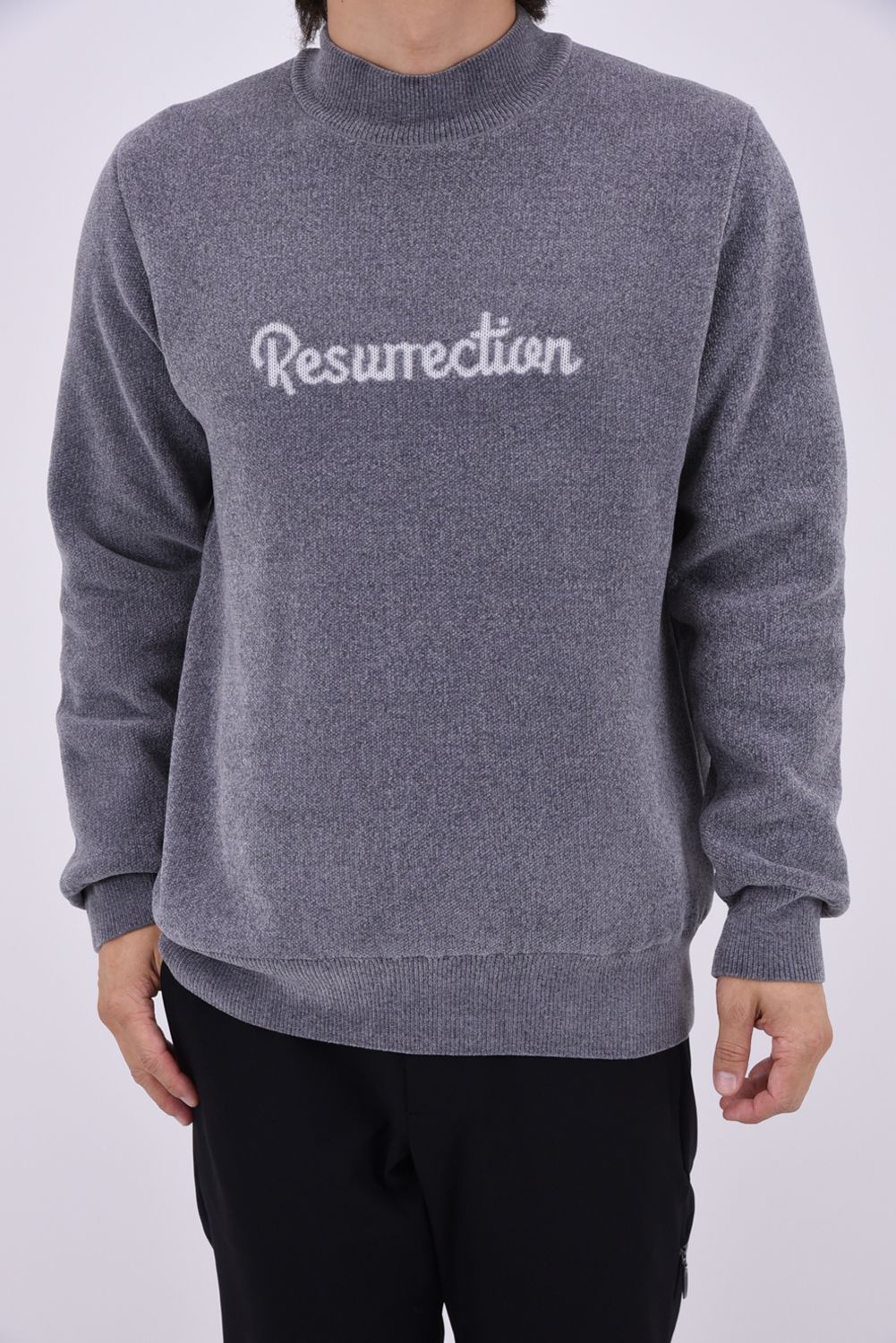 【26AW】 AIRSHUT MOLE YARN HIGH NECK KNIT / モールヤーン 防風裏地 ハイネックニット (グレー)*