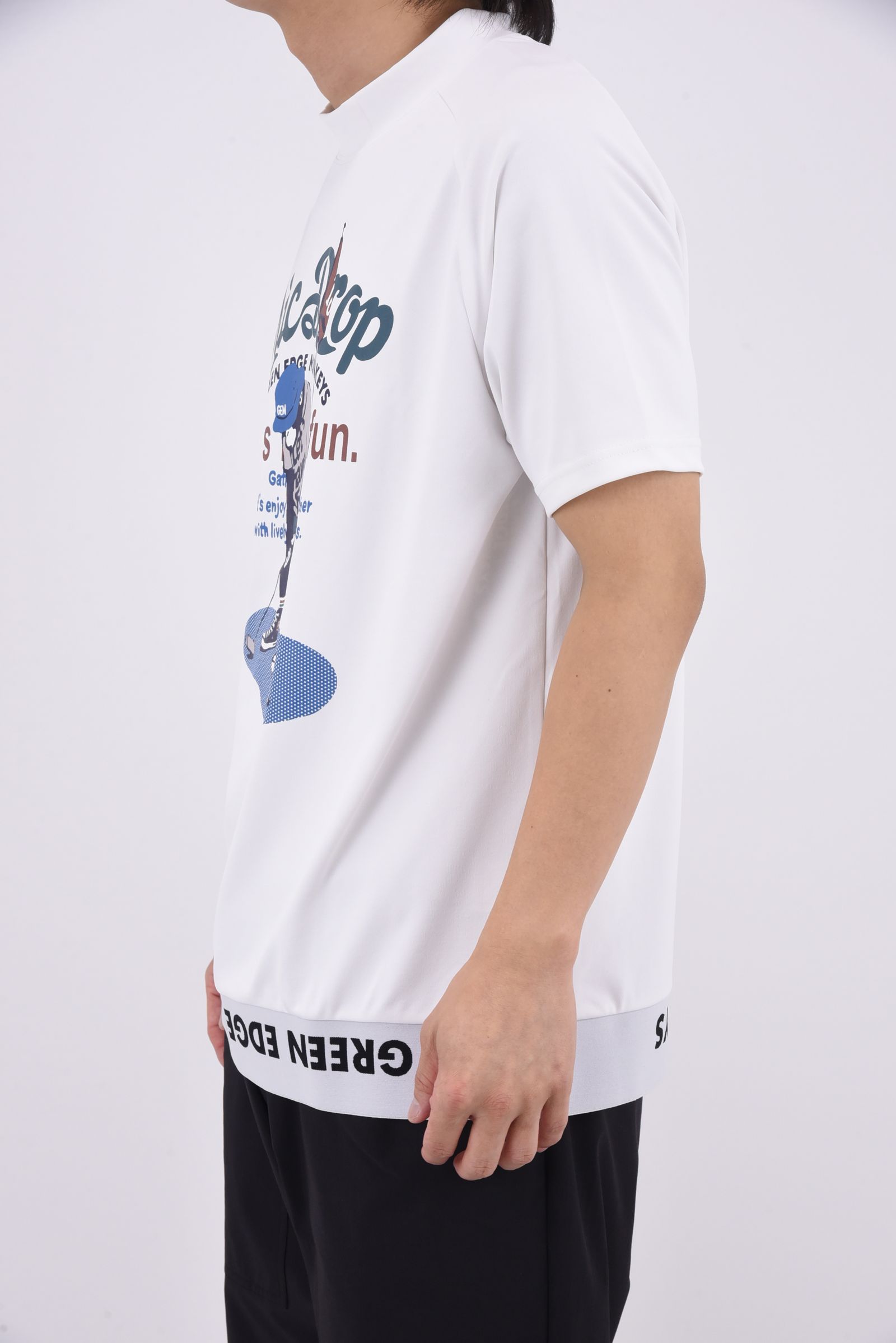 【26SS】 RIBBED HEM MOCK NECK / モンキーデザインプリント ヘムリブ モックネックTシャツ (ホワイト)