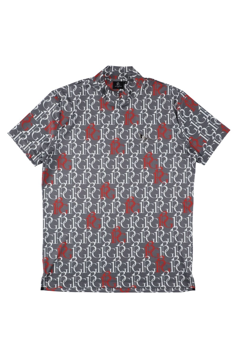 SS MOCK 113G / 113総柄ロゴ 半袖 モックネック Tシャツ (グレー)