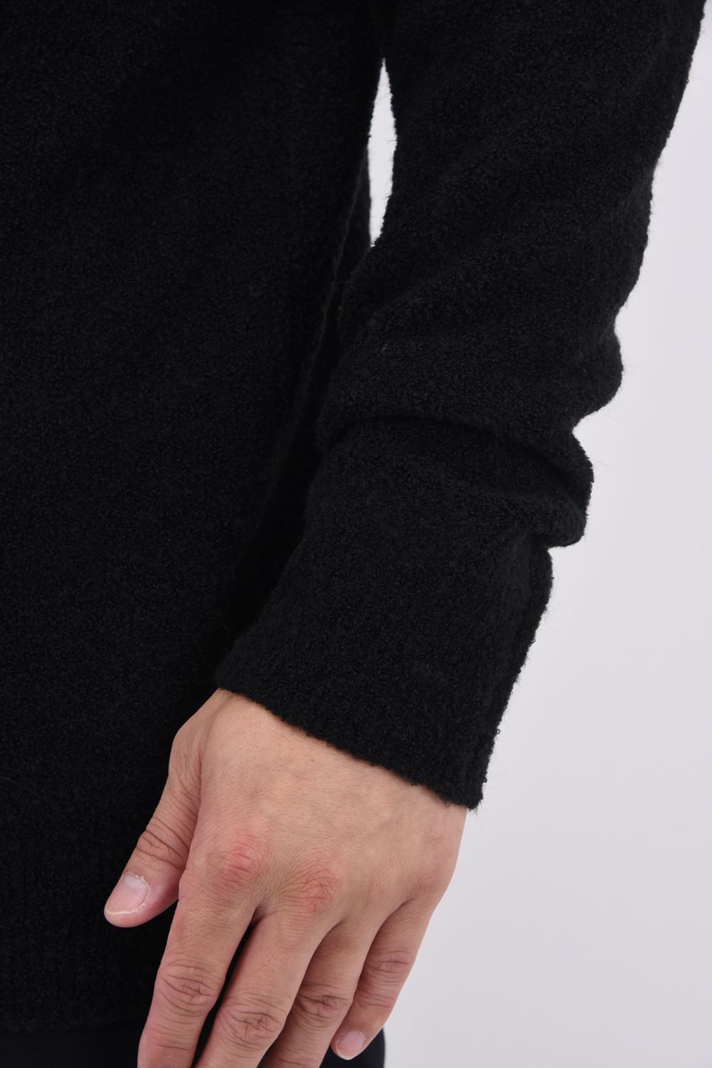 MEN'S BOUCLE TURTLE NECK KNIT / ブークレ糸 タートルネックニット (ブラック)