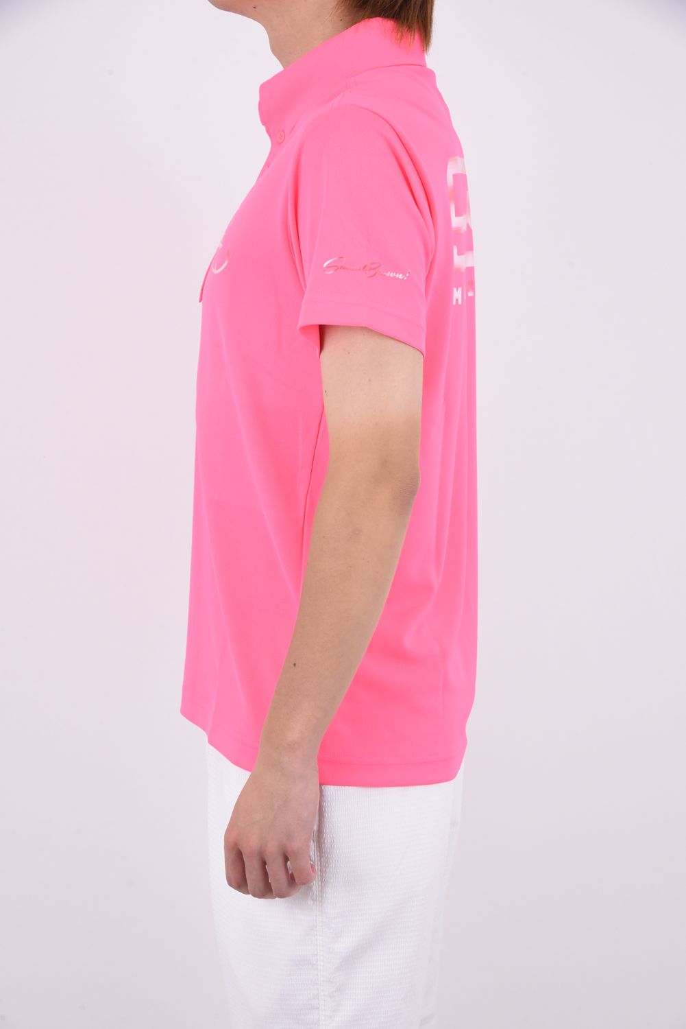 POLO / レンチキュラーシート ロゴデザイン ポロシャツ ピンク - 4