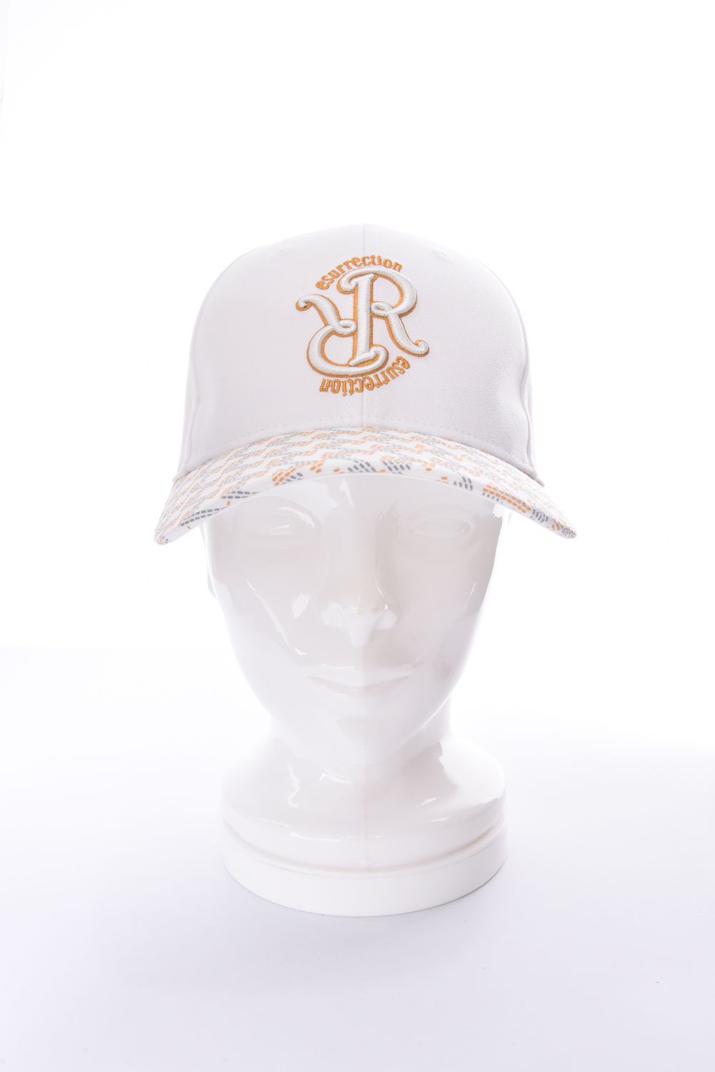 GM BRIM CAP / RRロゴ刺繍 オリジナルテキスタイル ブリムキャップ (ホワイト)