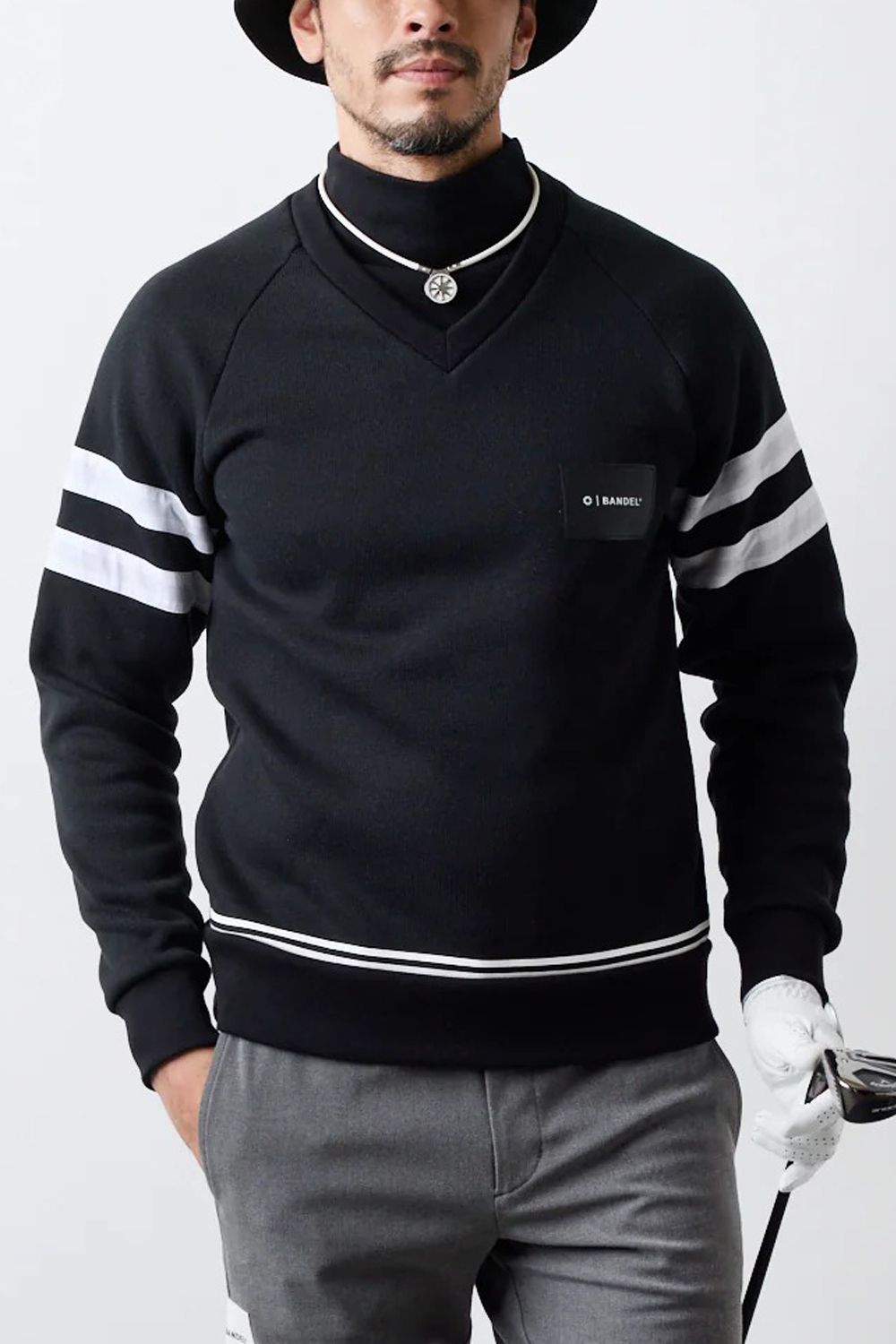 【25AW】 LAYERED HIGH NECK KNIT / フェイクレイヤード ハイネックニット (ブラック)