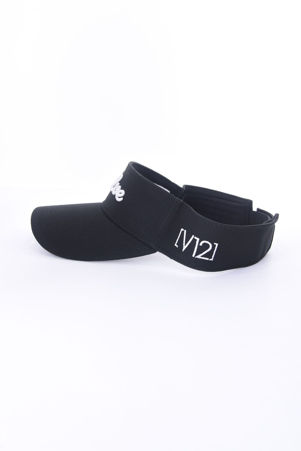 TIT VISOR / V12筆記体ロゴ サンバイザー (ブラック)