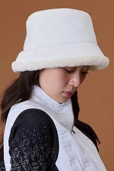 【26AW】 MOUTON LIKE HAT / ムートンライク ブランドプレート バケットハット (ホワイト)