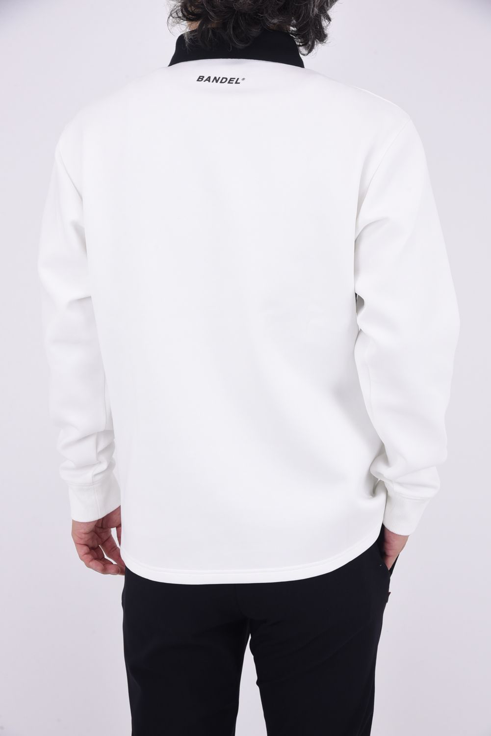 COLOR BLOCK L/S RUGBY POLO / フロントロゴ バイカラー ロングスリーブ ラグビーポロシャツ (ホワイト/ブラック)