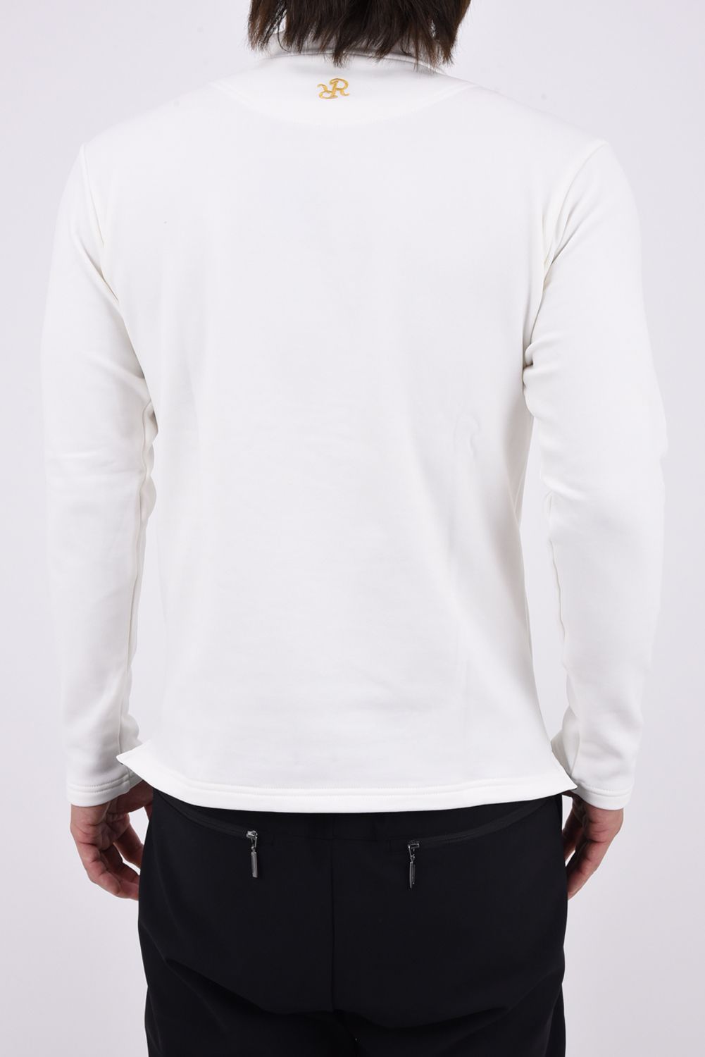 【26AW】 WARM INNER MOCK NECK / 裏起毛 ブランドロゴ刺繍 モックネックシャツ (ホワイト)*