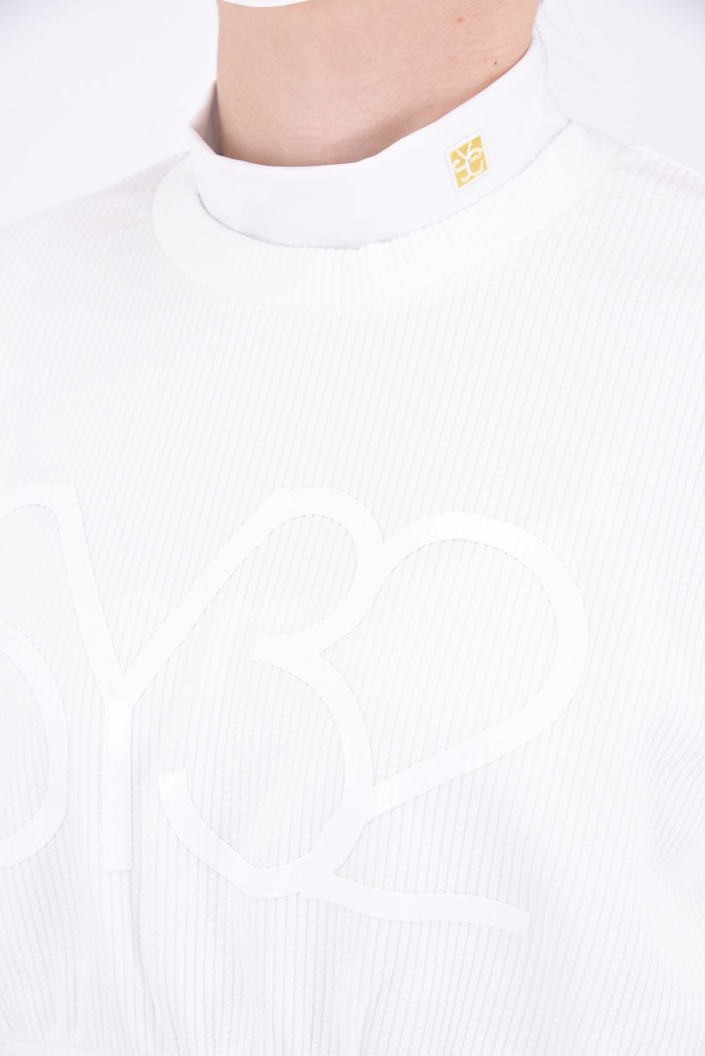 【レディース】 FAKE LAYERED MOCK NECK SHIRTS / フェイクレイヤードデザイン ロングスリーブ モックネックTシャツ ホワイト*