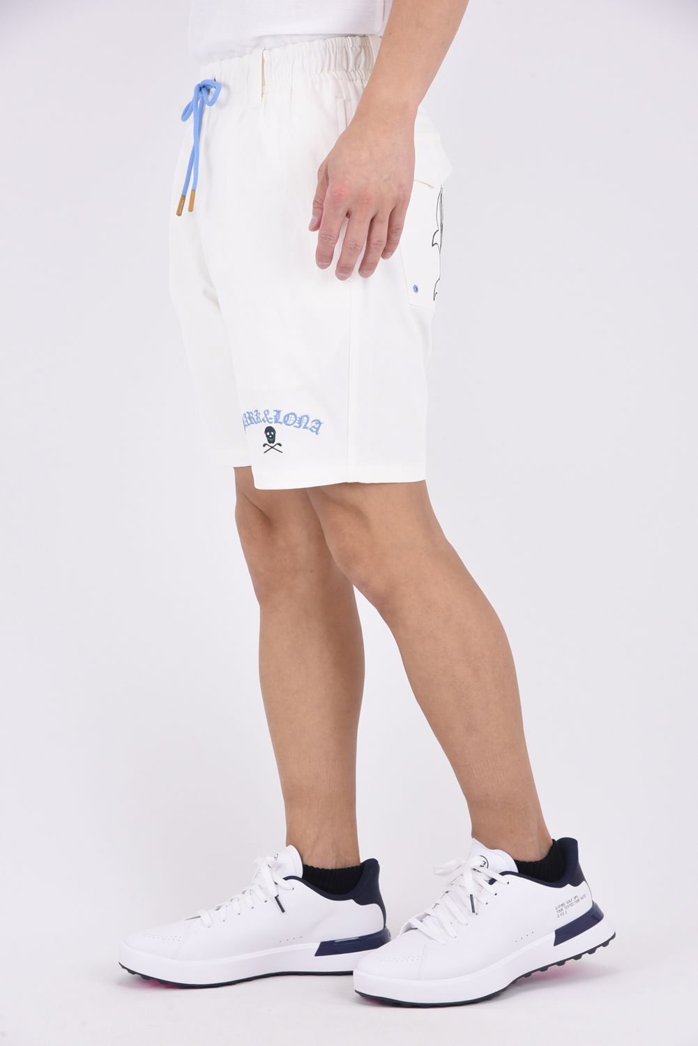 【26SS】 SOVEREIGN UTILITY TWILL SHORTS / ポリエステルツイル ブラックレターフォントロゴ ショートパンツ (ホワイト)