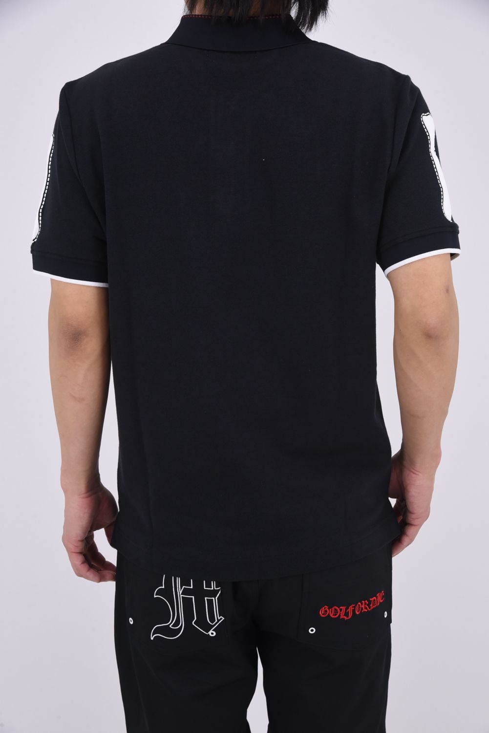 【26SS】 BONES PIQUE POLO / カノコ素材 ジャパンメイド BONEプリント ポロシャツ (ブラック)