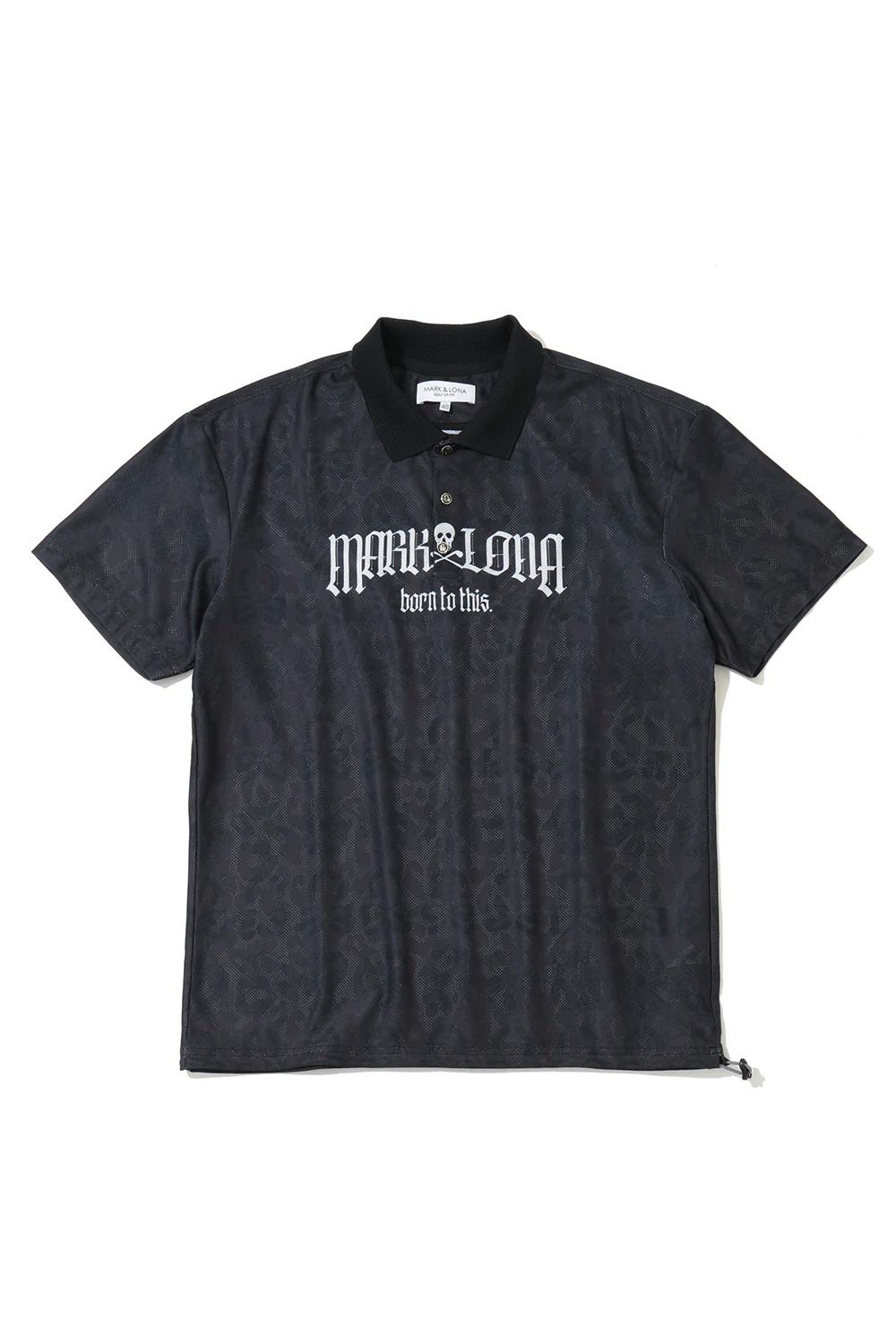 【26AW】 FRACTUR JACQUARD CINCH POLO / メッシュジャカード生地 エレメントスカル総柄 ポロシャツ (ブラック)