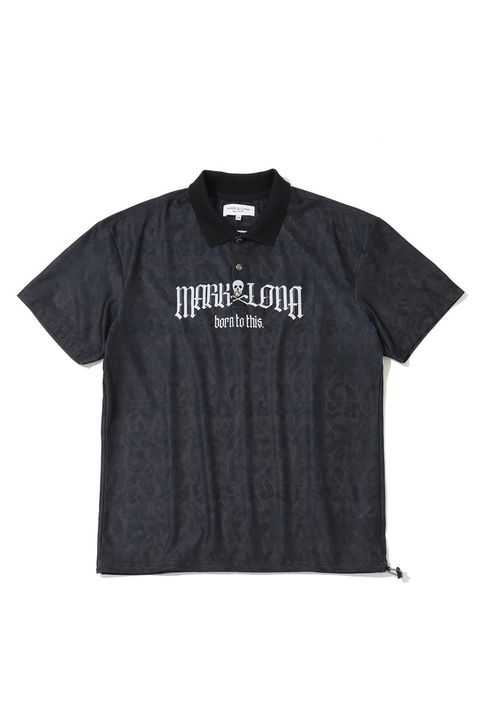 【26AW】 FRACTUR JACQUARD CINCH POLO / メッシュジャカード生地 エレメントスカル総柄 ポロシャツ (ブラック)